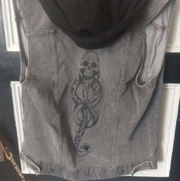 Oversized Dark Mark Hooded jean vest - Medium - Picture 1 of 3